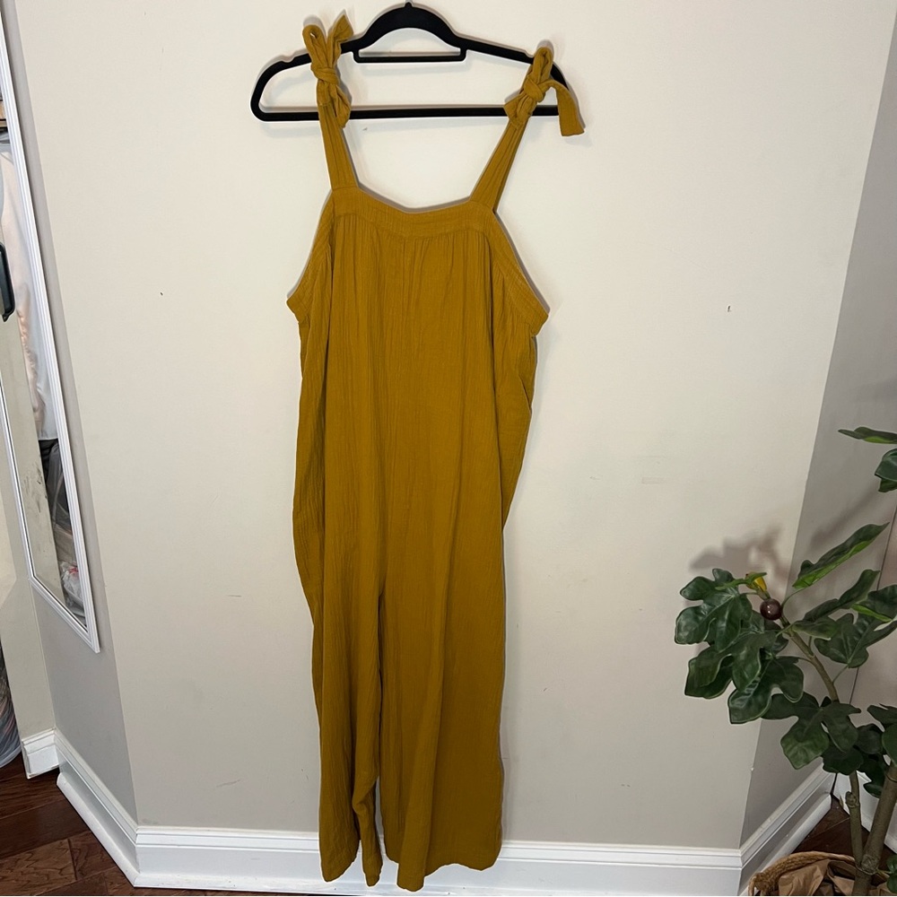 Madewell Lightestspun Antique Gold Jumpsuit with Tie Straps